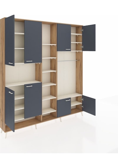 Arges Dolap 18 Raflı 8 Kapaklı Tek Askılı 220x30x243 Çam-antrasit/aytaşı Antrasıt/aytası Arges Dolap 18 Raflı 8 Kapaklı Tek Askılı 220x30x243 Çam-antrasit/aytaşı Antrasıt/aytası