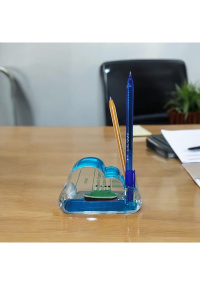 Batmayan Gemi Temalı Kalemlik - Masaüstü Dekoratif Kalem Standı Mavi