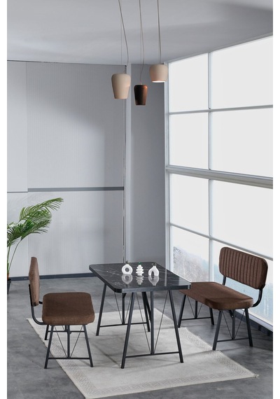 Hayat 70x110 Bendir Mutfak Masası, Mutfak Masası Takımı, Yemek Masası, 2 Benchli - Kahverengi Kahverengi Hayat 70x110 Bendir Mutfak Masası, Mutfak Masası Takımı, Yemek Masası, 2 Benchli - Kahverengi Kahverengi