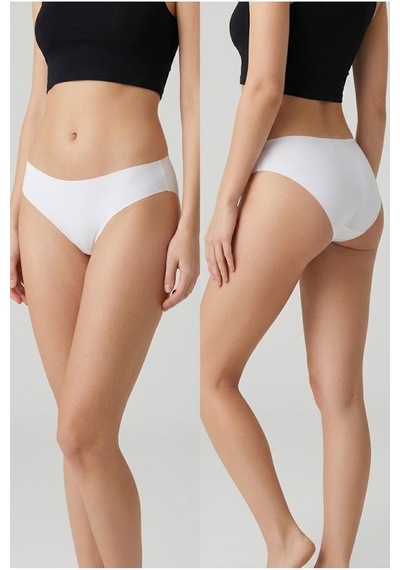 Loule Kadın 3'lü İz Yapmaz Modal Bikini Külot Siyah Beyaz Ten Siyah - Beyaz - Ten