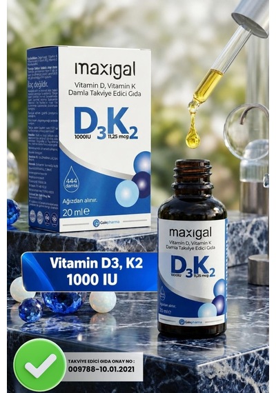 Maxigal D3K2 Damla Takviye Edici Gıda 20 ML
