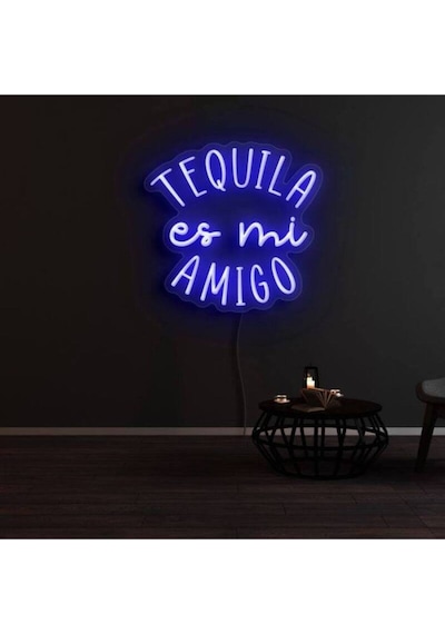 Tequıla Es Mi Amıgo Yazılı Neon Tabela Mavi