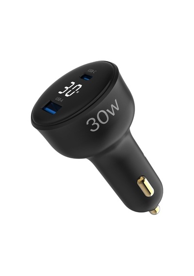 30w Led Ekranlı Type-c + Usb-a Araç Şarj Aleti İphone & Android & Tablet Araç İçi Şarj Cihazı