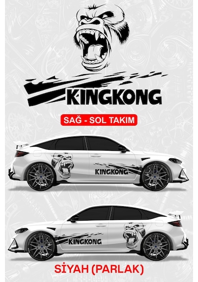 Kıng Kong Sticker - Yan Gövde Kaplama Seti Siyah Parlak - 864812146