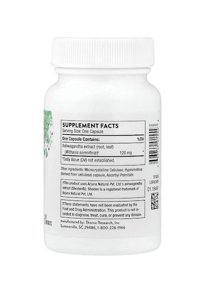 Thorne,as-hw-aga-ndha, 120 Mg, 30 Capsules
