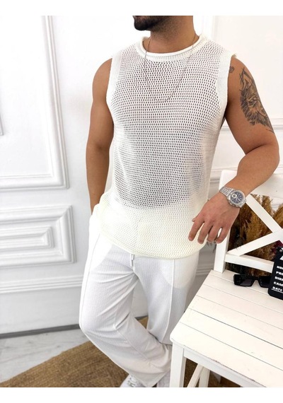 T-shirt Nefes Alabilen Terletmez Pamuklu Fileli Tişört Oversize Tshirt Sıfır Kol Tişört Beyaz