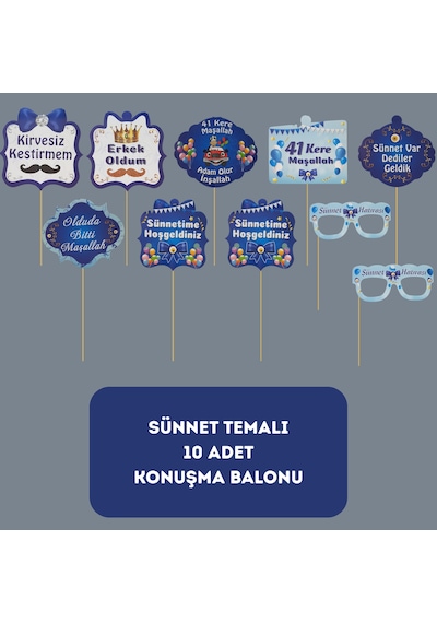 Sünnet Temalı Konuşma Balonu 10 Lu Paket - Dekoratif Parti Süsü Tüm Yaşlar