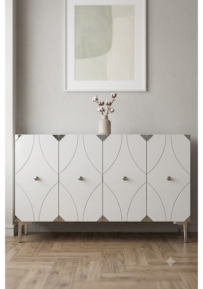 Ka1297bs Alfa Konsol Ve Tv Sehpası Beyaz-silver 120cm Beyaz-gold