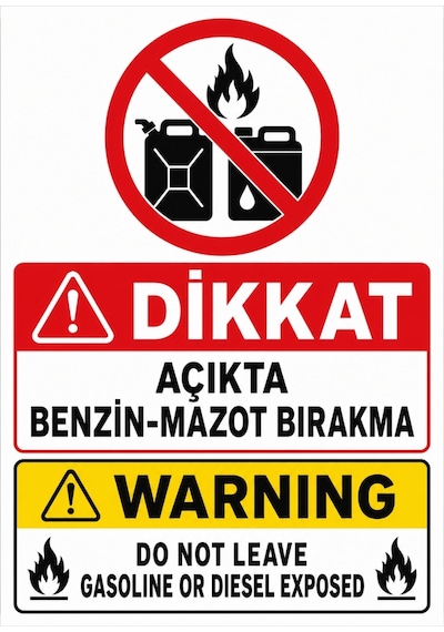 Dikkat Açıkta Benzin Mazot Bırakma 21x30cm Pvc Isg Levha V3