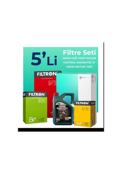 Filtron Ford Ecosport 1.5 Dizel Filtre Bakım Seti Castrol Motor Yağlı 2018-2022 5 Li