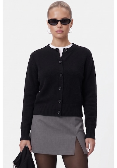 Ritnice Kadın Warm Soft Dokulu Basic Siyah Triko Hırka