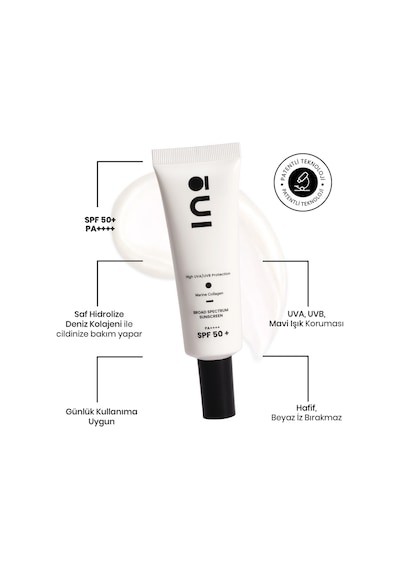 Cilt Tonu Eşitleyici Saf Kolajen Yüksek Korumalı 00 Clear Spf50+ Yüz Güneş Kremi 50 Ml
