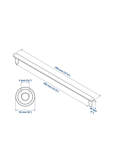 Ikea Nydala 2'li Mobilya Kulpu 346 Mm Siyah