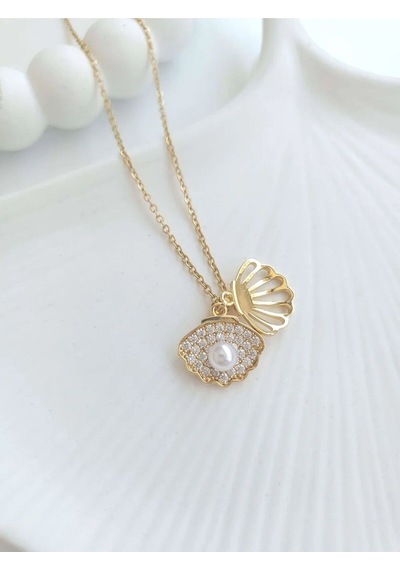 Çelik Gold Istiridye Kadın Kolye Sevgiliye Hediye Altın
