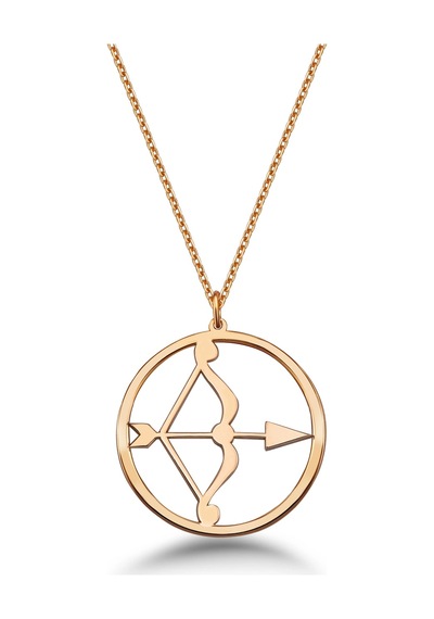 Çember Yay Burcu Gümüş Kolye - Rose Rose Gold