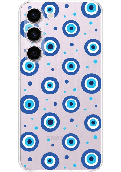 Samsung Galaxy S23 Plus İle Uyumlu 1mm Slim Fit Nazar Boncuğu 1 Baskılı Şeffaf Kılıf Şeffaf