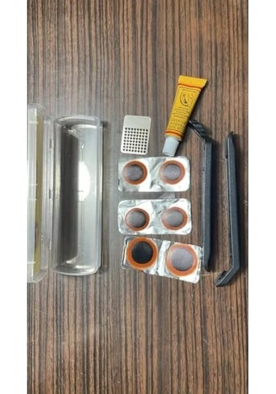 Bisiklet İç Lastik Yama Seti - 6 Adet Yama, Zımpara Ve Yapıştırıcı
