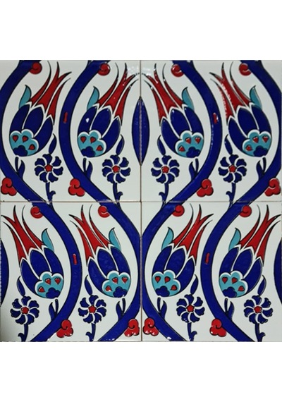 Armada Çini 20x20 Cm Sp 77 Kütahya Çinisi İznik Lale Desen Çini