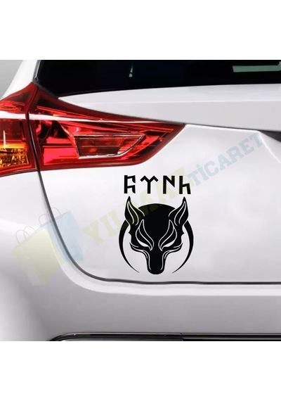 Börü Göktürk Yazı Oto Sticker Yapıştırma Etiket Kaliteli Folyo