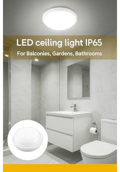 Led Beyaz Tavan Duvar Lambası Ip65 Su Geçirmez Beyaz Işık 6500k 1500 Lümen 220v Banyo Bahçe Balkon Için Dış Mek