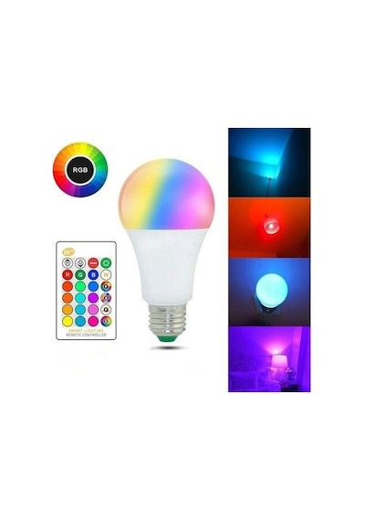Kumandalı, 20 Farklı Işık Renkli, Çakar Mod Özellikli Akıllı Led Ampul, Çok Kaliteli Rgb E-27 Ampul