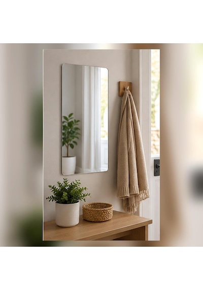 Tr Kırılmaz Kendinden Yapışkanlı Ayna 25 X 40 Cm Duvara Ve Dolap Kapağına Yapışabilen Hafif Dekoratif Ayna, Diğer