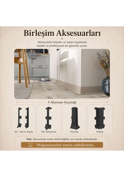 Linela Suya Dayanıklı Pvc Süpürgelik 8 Cm - Antrasit - Lnl415