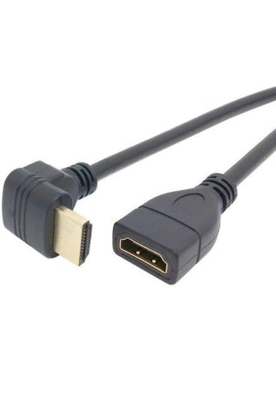 4666 Hdmi Dişi Erkek Uzatma 90 Derece Dirsek Kablosu 0.5 Metre 0.50 Cm