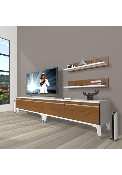 Decoraktiv Eko 220t Mdf Silver Tv Ünitesi Tv Sehpası Beyaz - Siyah
