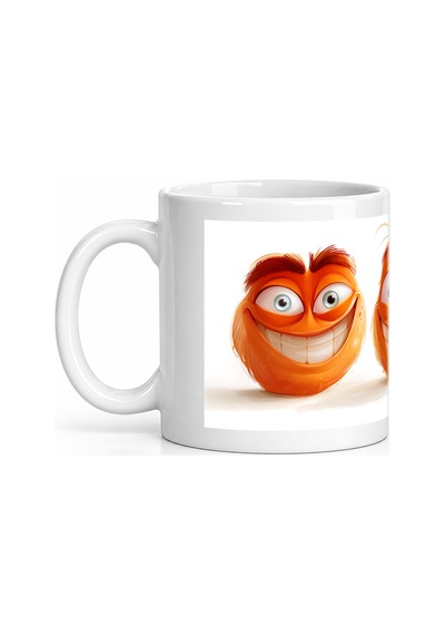 Seramik Kupa Portakal Gülüş Koleksiyonu Baskılı 300 Ml Hediyelik Beyaz