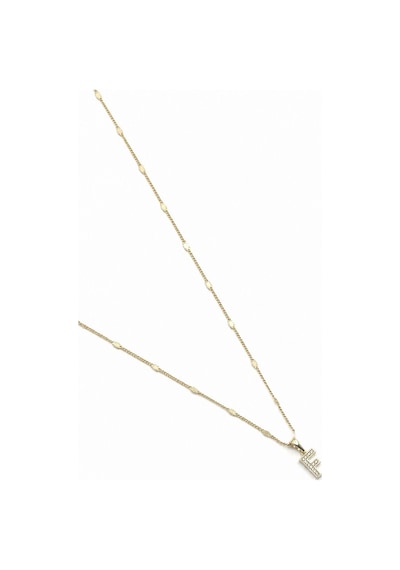 Xuping Gold Renkli, Zirkon Taşlı F Harfi Kolyesi - 45 Cm Anti-alerjik