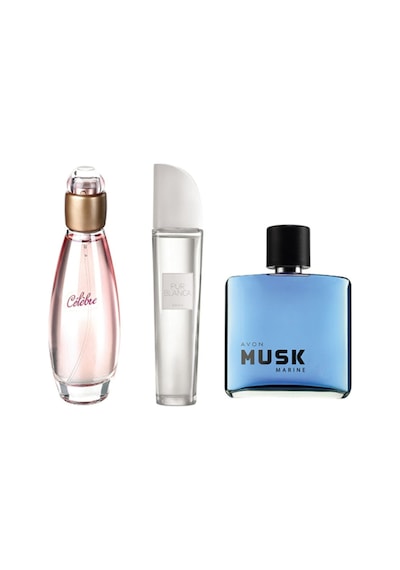 Avon Celebre + Pur Blanca Kadın Parfüm EDT 2 x 50 ML + Musk Marine Erkek Parfüm EDT 75 ML