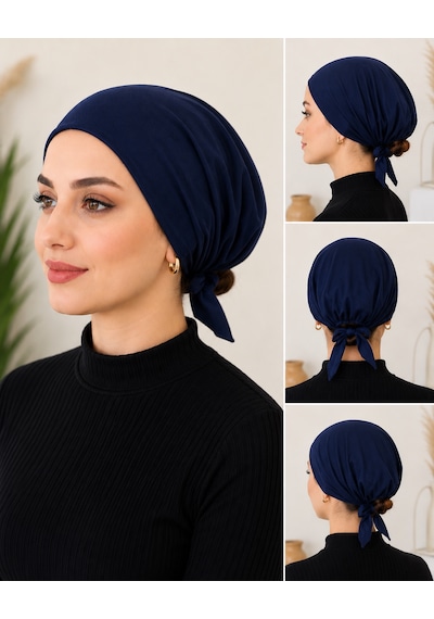 2'li Bej-lacivert Kadın Bone Esnek Ve Rahat Saç Bonesi, Günlük Kullanım Için Bone Bej - Lacivert