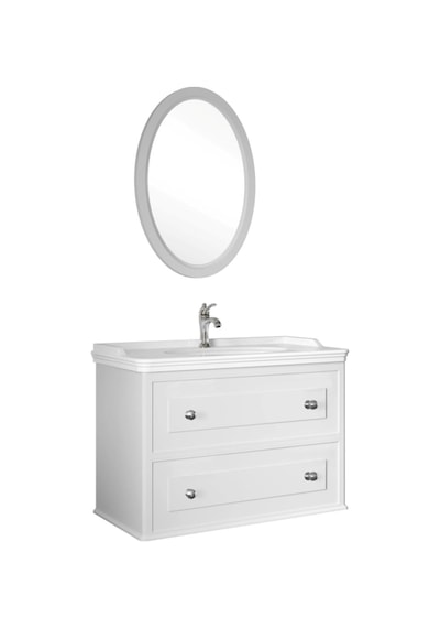 Kale Miro 100 Cm Mat Beyaz Banyo Dolabı Takımı