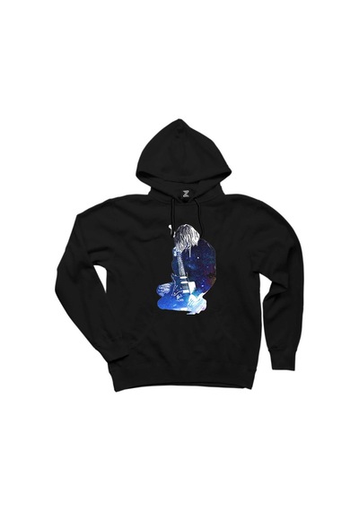 Nirvana Kurt Cobain Galaksi Siyah Kapşonlu Sweatshirt Hoodie Siyah