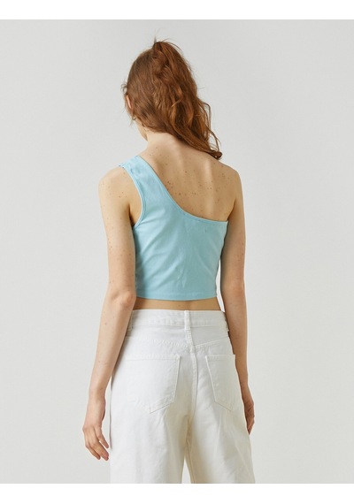 Koton Crop Atlet Tek Omuzlu Açık İndigo 2yal38034ok Açık İndigo