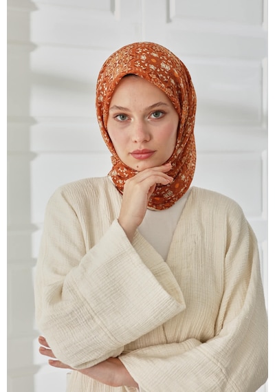 Silk Home Soft Eşarp 73093-15 Kiremit, Turuncu, Taba, Ekru