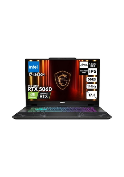 MSI Cyborg 17 B13WFKG-092XTRHMF5 i7-13620H 32 GB 2 TB SSD 8 GB RTX5060 17.3" Dos Dizüstü Bilgisayar