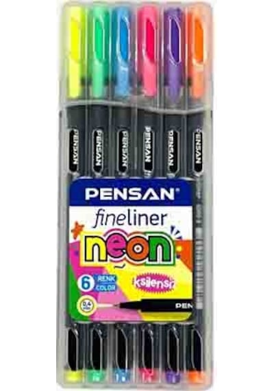 Pensan 6300 Fineliner 0.4 Mm Keçe Uçlu Kalem 6 Neon Renk Set
