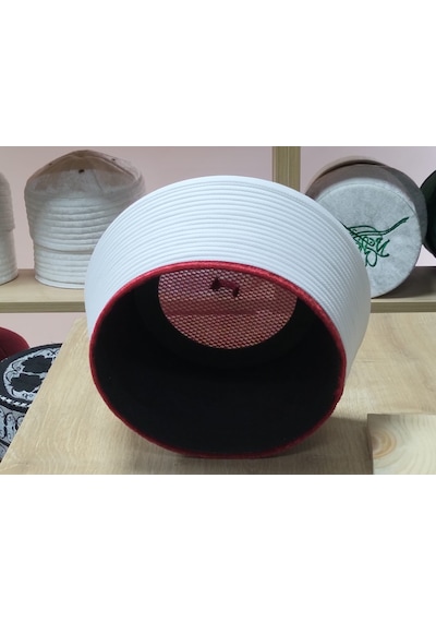 Fabrikam06 Bordo Sarık İmam Sarığı Cami Sarığı Namaz Sarığı S102 57 Cm Bordo - Beyaz