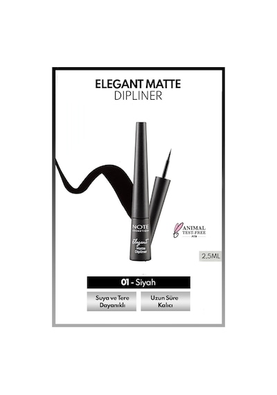 Note Cosmetique Elegant Matte Dipliner Waterproof Suya Dayanıklı - 01 Coal Black - Siyah