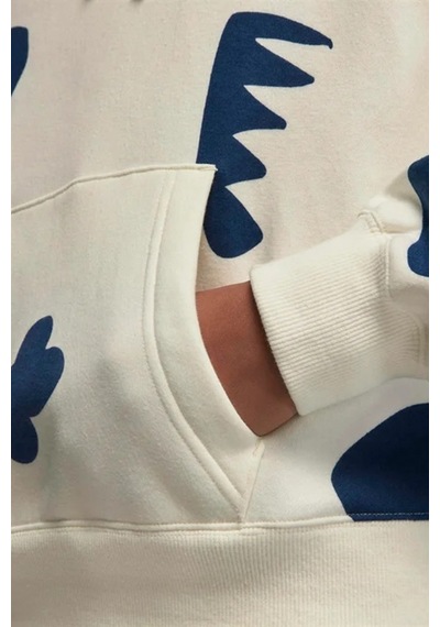 Nike Women's Jordan Artist Series Loose Fit Hoodie Kadın Büyük Beden Kapüşonlu Sweatshirt Beyaz Mavi Beyaz - Mavi