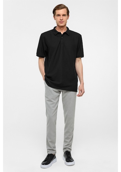 Süvari Siyah Regular Armürlü Polo Yaka Tişört-38360 Siyah