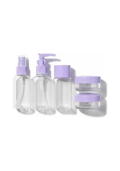 5 Parça Şeffaf Seyahat Kozmetik Seti 30 Ml Çok Renkli