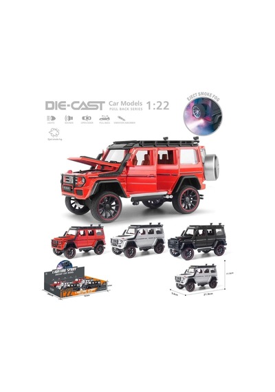 Hcl-501a Çek Bırak 1:22 Sesli Ve Işıklı Buharlı G-lüx Metal Jeep Çok Renkli