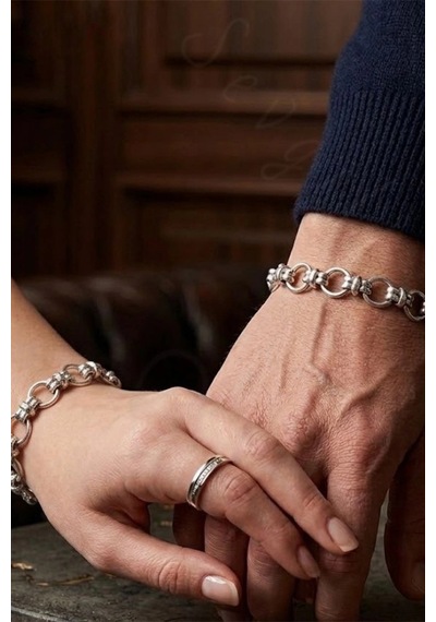 Kalın Örgü Zincir Model Silver Çelik Bileklik Unisex Bileklik Erkek Kadın Bileklik 777 Serisi