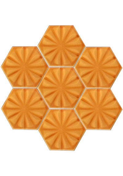 Armada Çini 15x17 Cm Çiçekli Karamel Desen Altıgen Çini Seramik