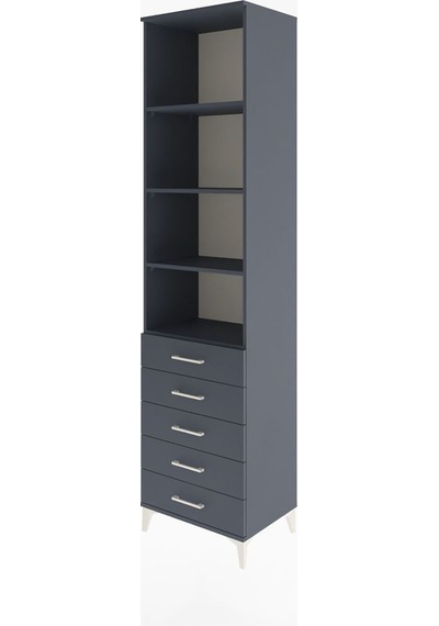 Hyperion Dolap 4 Raflı 5 Çekmeceli 60x44x243 Antrasit-antrasit Antrasit