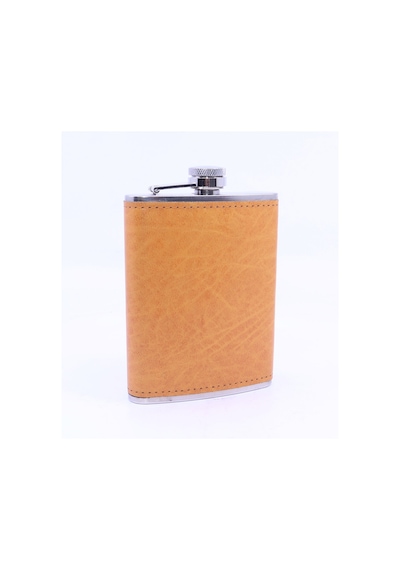 Turuncu Deri Kaplama Cep Matarası/flask 8 Oz