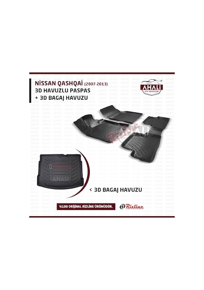 Rizline Nissan Qashqai 07-14 3D Havuzlu Paspas ve Bagaj Havuzu+Pa